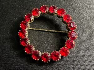 Vintage St Labre Red Rhinestone Brooch